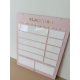 Planning mensuel coloré rose effaçable et réutilisable