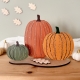 Décoration automnale trio de citrouilles bois peint