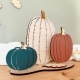 Décoration en bois trio de citrouilles