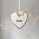 Boule de Noël coeur personnalisé à motif, léopard beige