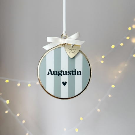 Boule de Noël personnalisée, boule de Noël rayée vert