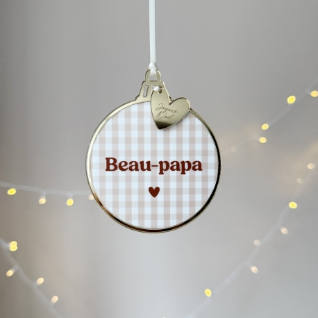 Boule de Noël plexiglas, modèle Vichy terracotta