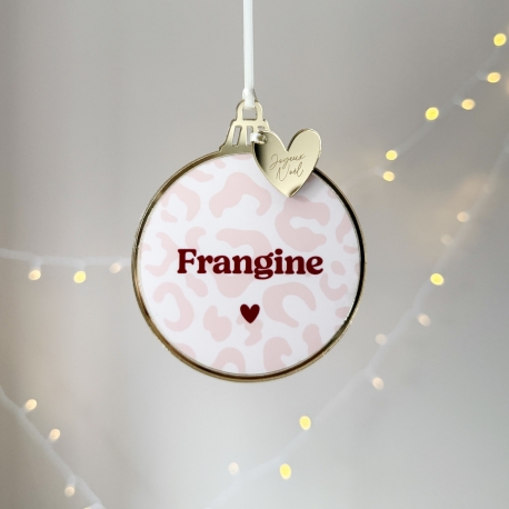 Boule de Noël léopard rose, suspension sapin de Noël plexiglas
