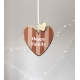 Boule de Noël en plexiglas, Coeur rayures terracotta