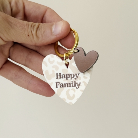 Porte-clé coeurs léopard Happy Family