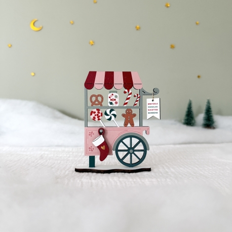 Village miniature de Noël, Chariot de gourmandises en bois