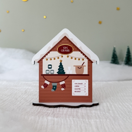 Décoration de Noël en bois, Le châlet de Noël, Vin chaud