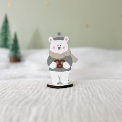 Décoration de Noël en bois, Gaston l'ourson