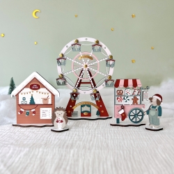 Scènette du Mini monde en bois, Le marché de Noël