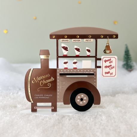 Village de Noël miniature, Stand de marrons chauds en plexiglas