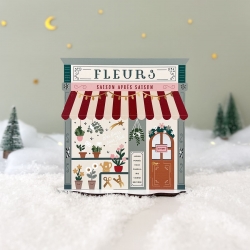 Fleuriste boutique miniature, village de Noël en bois