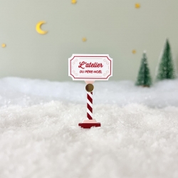 Panneau L'atelier du Père Noël, accessoire village de Noël
