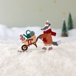 Paco le blaireau, personnage village miniature de Noël en bois