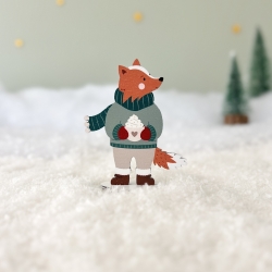 Gaspard le renard en bois, village de Noël