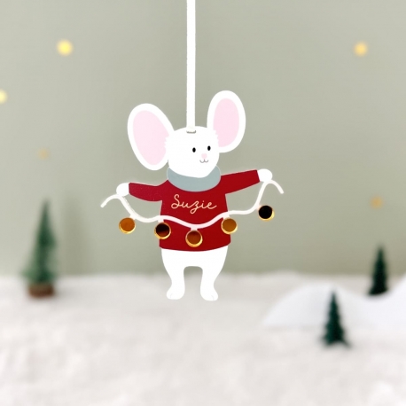 Suspension de Noël personnalisée, Suzy la souris