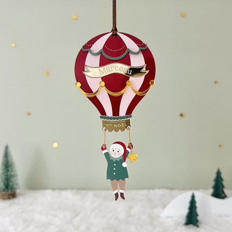Boule de Noël à personnaliser enfant, Montgolfière aux rêves