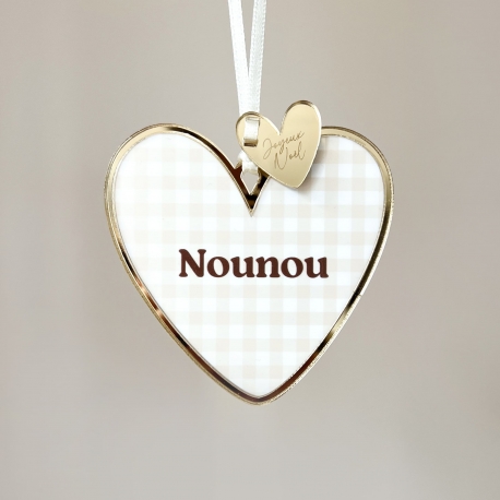 Boule de Noël coeur cadeau nounou ou maîtresse